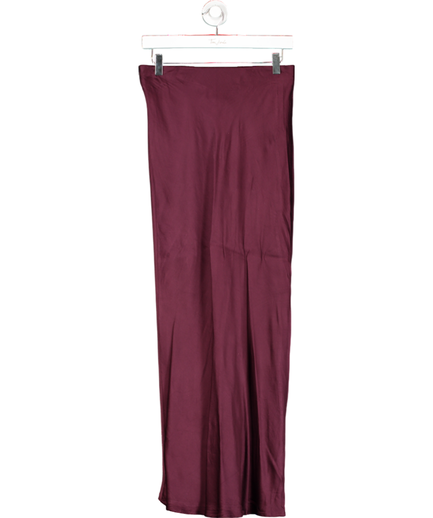 ZARA Red Satin Midi Skirt UK S