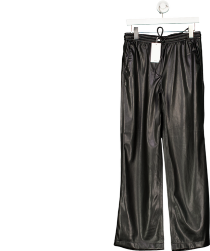 MANGO Black Leather-effect Elastic Waist Trousers UK M