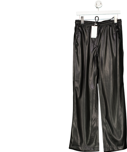 MANGO Black Leather-effect Elastic Waist Trousers UK M