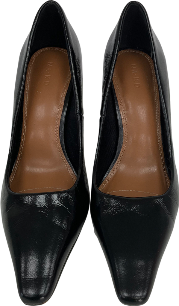 NA-KD Black Leather Heeled Pumps UK 6 EU 39 👠