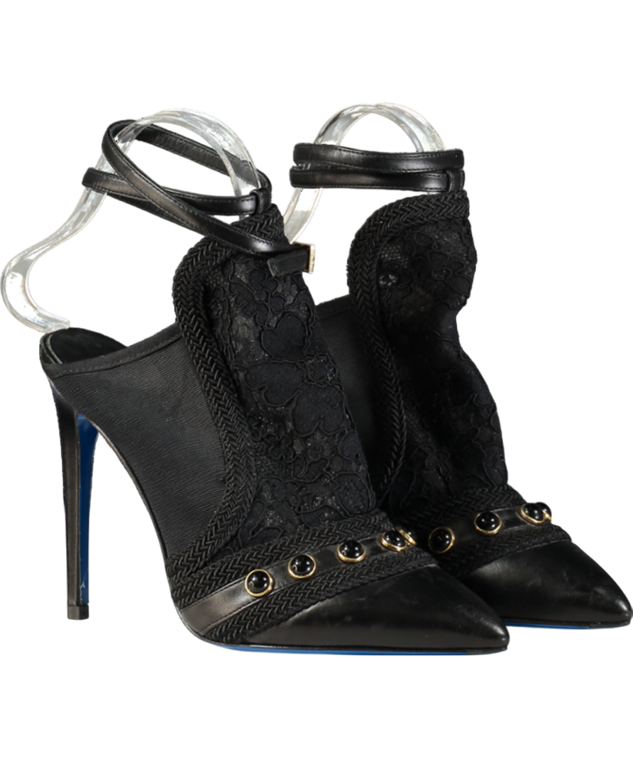 Loriblu Black Lace Heeled Pumps UK 4 EU 37
