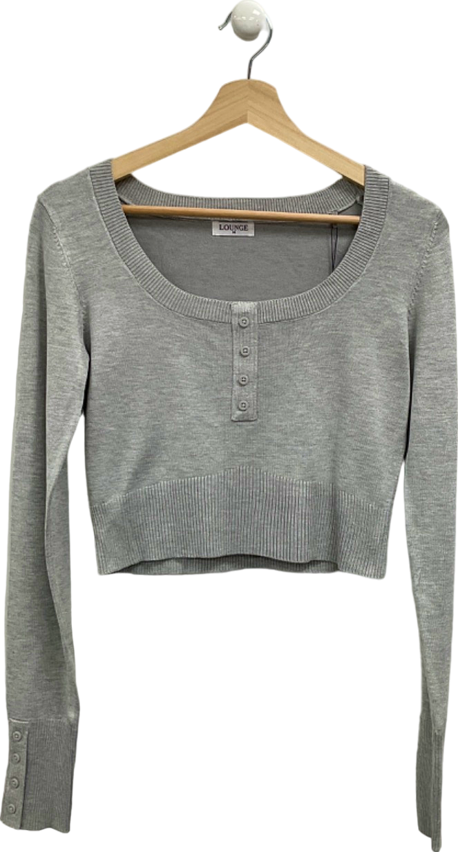 Lounge Grey Cropped Long Sleeve Top UK M