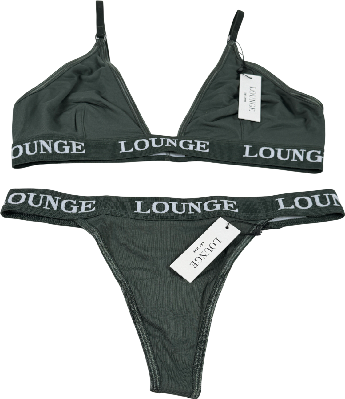 Lounge Underwear Green 2-piece Traingle Bra Uk S+ And Thong Set UK S