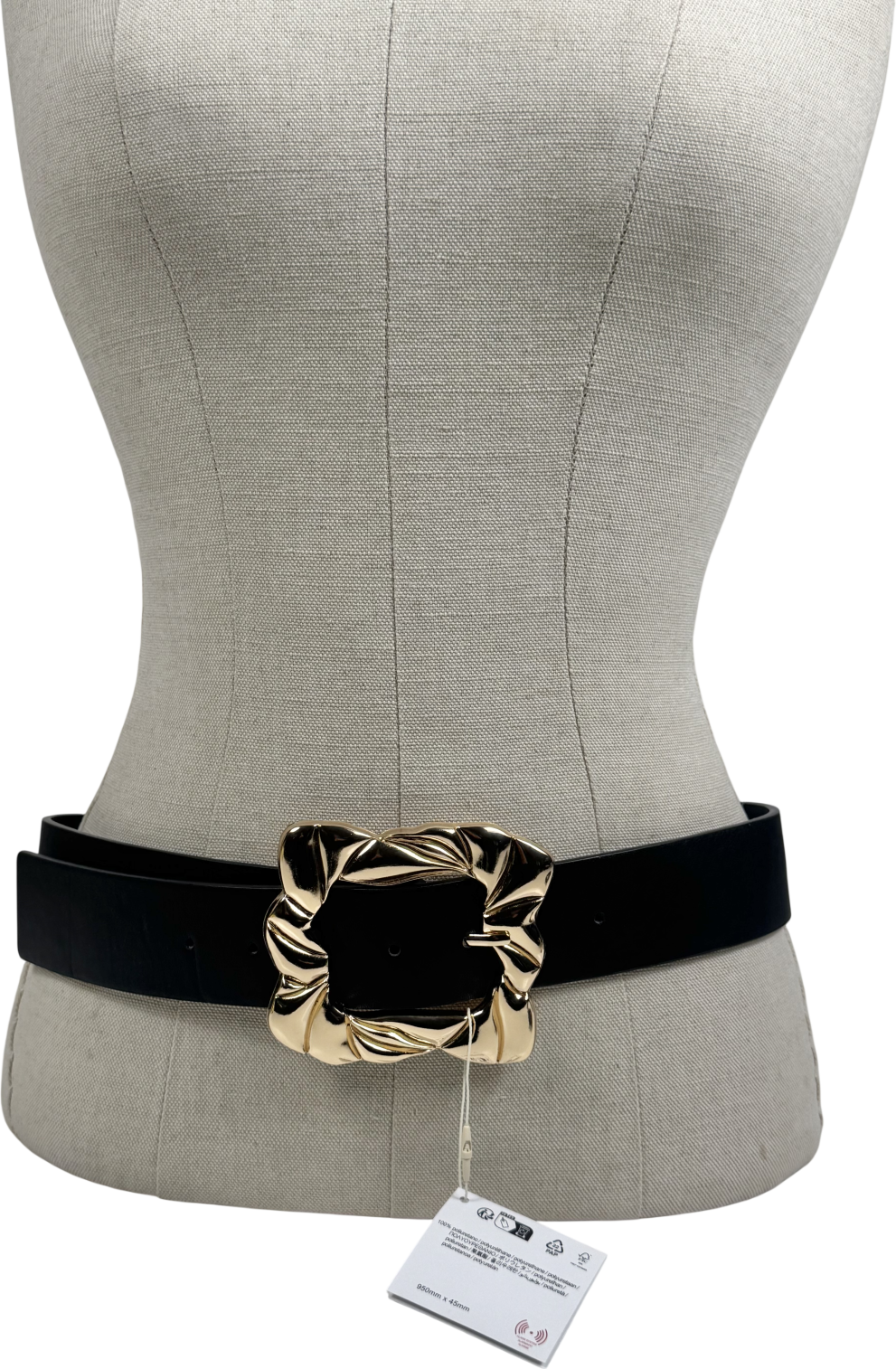 ZARA Black Wide Chunky Belt  UK S