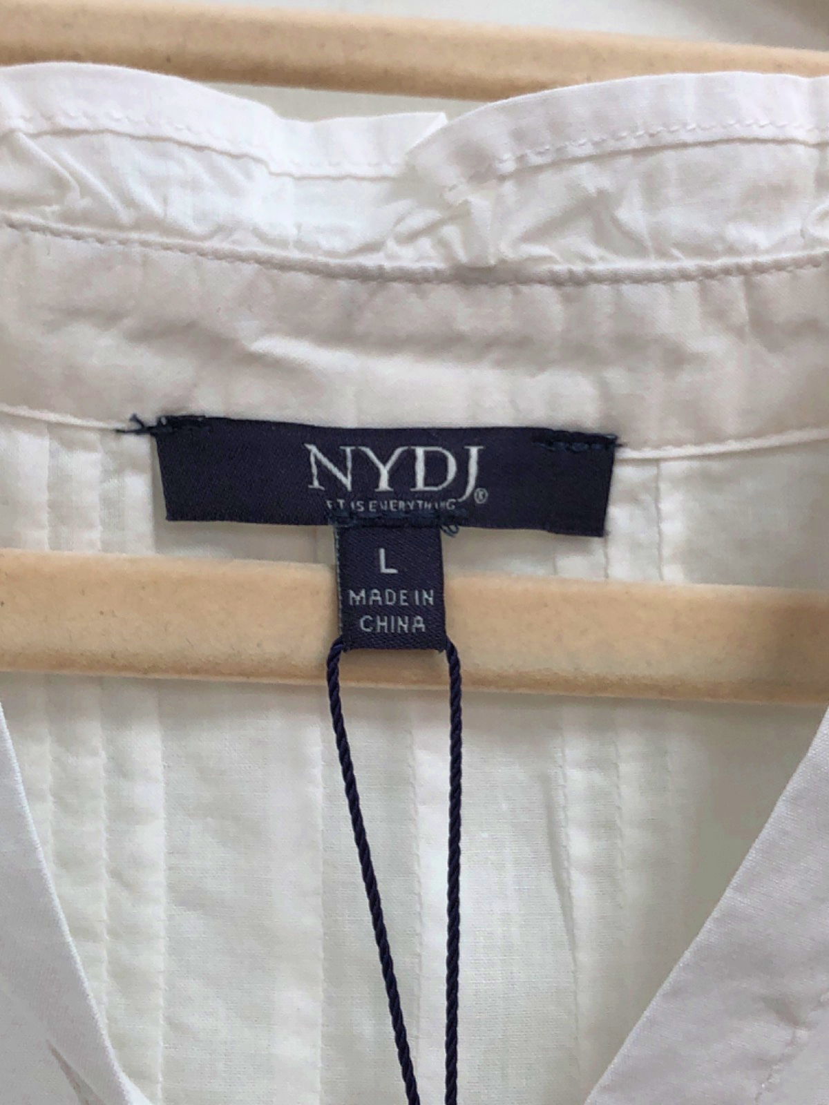 NYDJ White cotton classic Pintuck Blouse  UK L