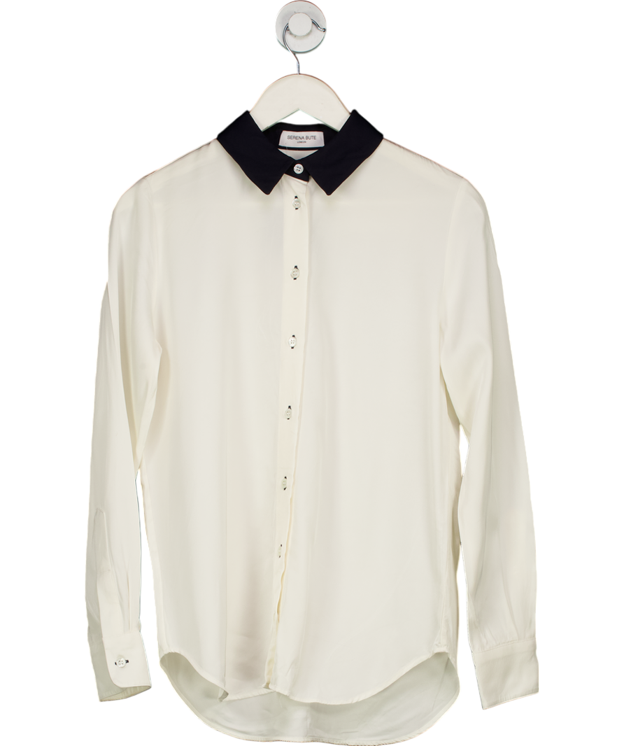 Serena Bute Ivory / Black Contrast Collar Shirt UK S