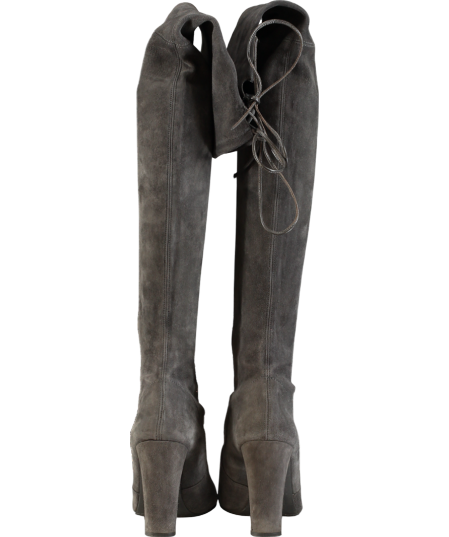 Stuart Weitzman Grey Highland Suede Knee High Boots UK 4 EU 37 👠