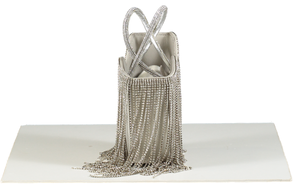 Le Silla Ivy Silver Rhinestone Fringe Mini Bag