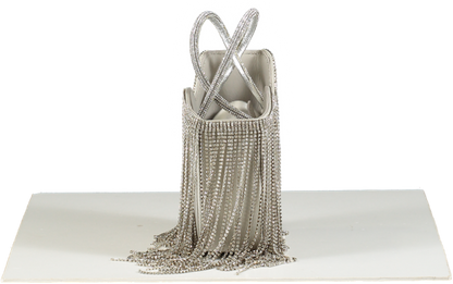 Le Silla Ivy Silver Rhinestone Fringe Mini Bag