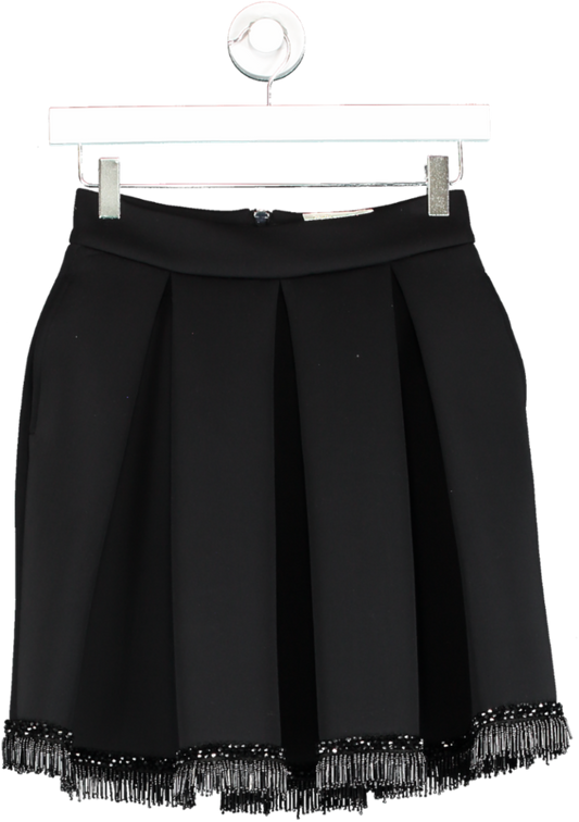 Maje Black Beaded Fringe Skirt UK 6