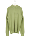 Crew Clothing Artichoke Green Organic Cotton Half Zip Logo Jumper UK S