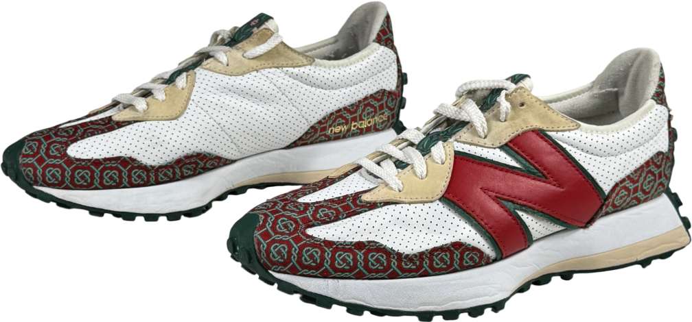 NEW BALANCE White X Casablanca 327 Red Monogram Trainers UK 9 EU 43 👞
