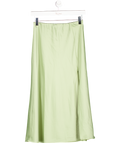 Danielle Bernstein Green Satin Slip Midi Skirt UK S