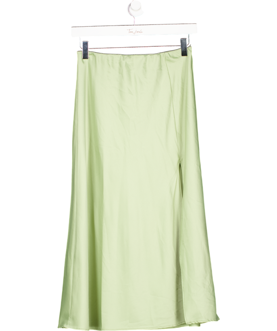 Danielle Bernstein Green Satin Slip Midi Skirt UK S