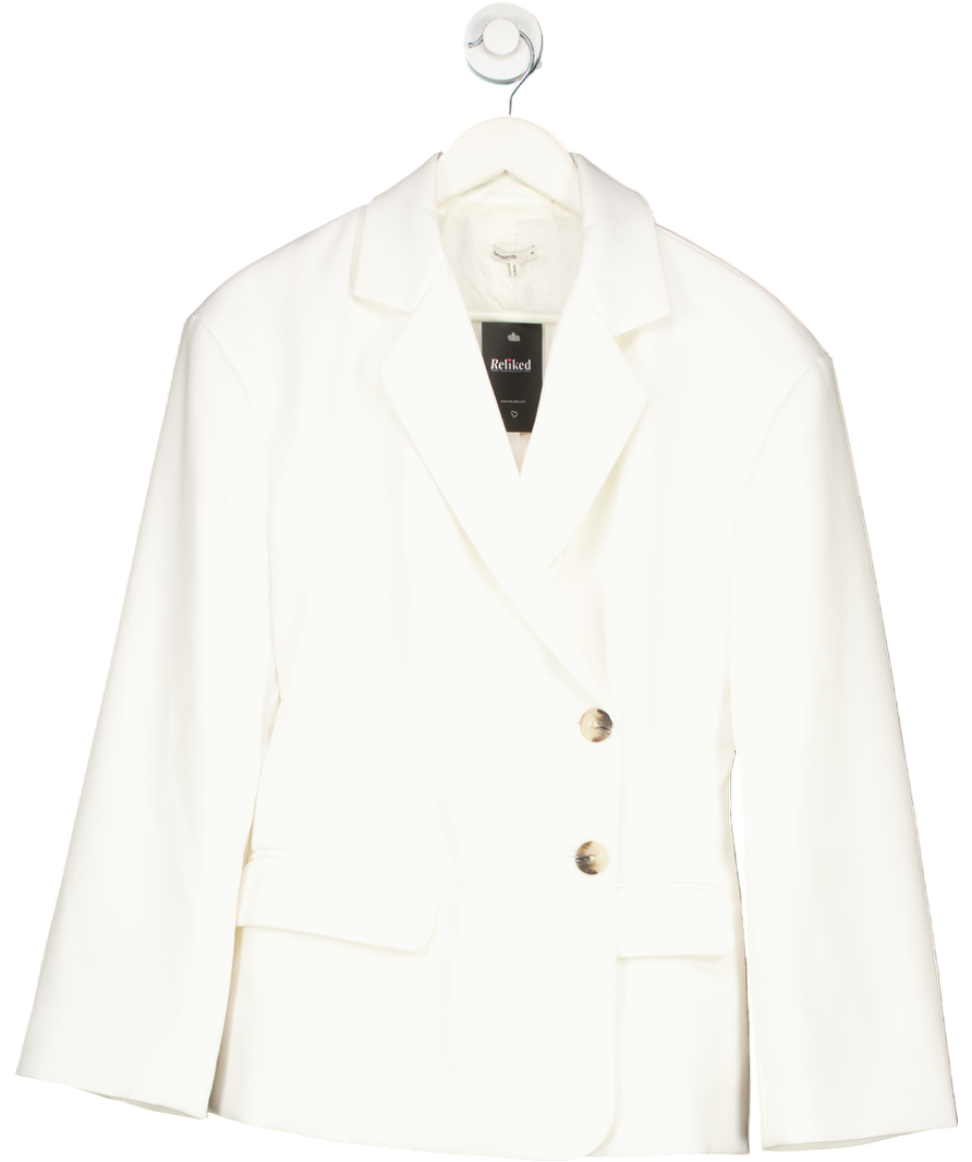 House of CB Cream Hudson Hourglass Stretch-woven Blazer UK M
