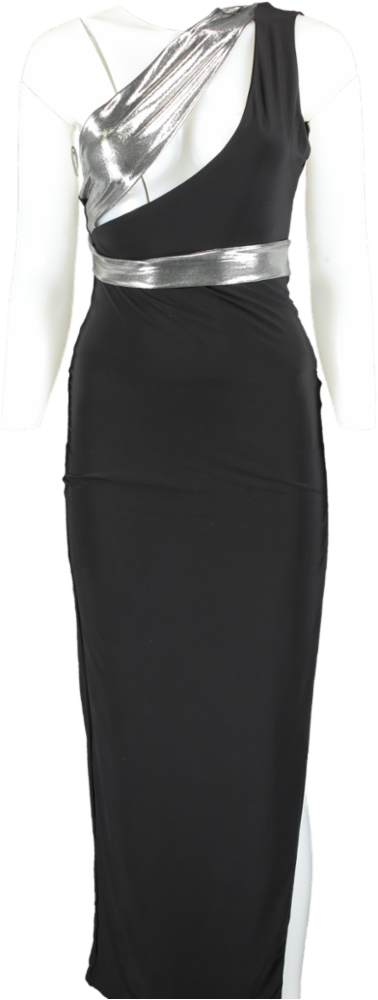 Public Desire Black Scarf Detail Cut Out Side Split Maxi Dress UK 10