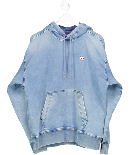 Diesel Blue Denim Look Hoodie UK M