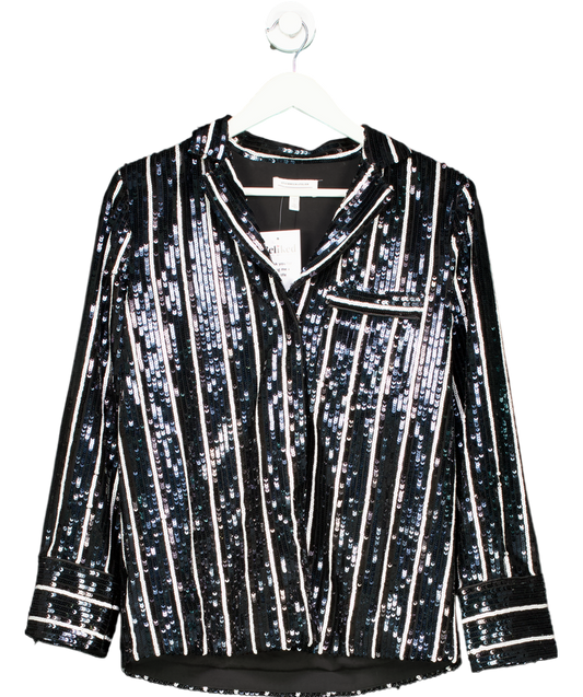 & Other Stories Black Sequin Stripe Shirt UK 6