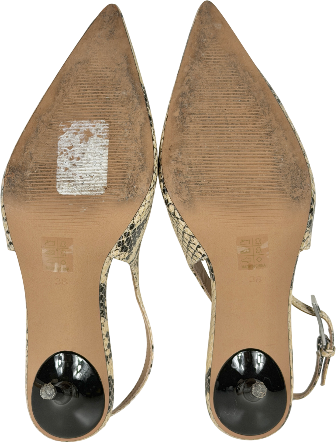 Mint Velvet Beige Tori Leather Slingback Court Shoes UK 5 EU 38 👠