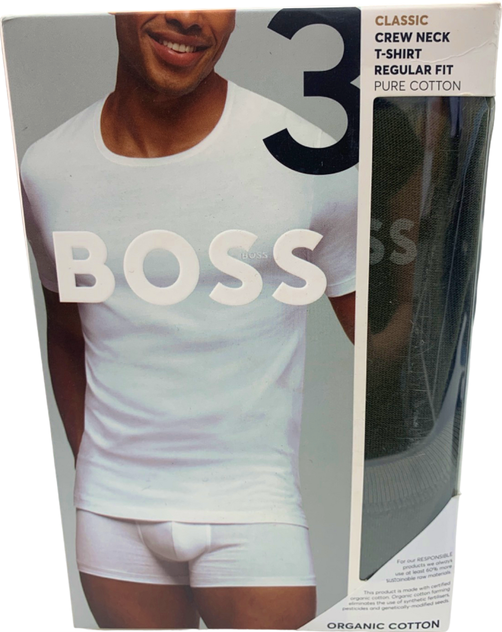 BOSS Set of 3 Navy/Khaki/Black Embroidered Logo Classic Crew Neck T-shirts UK S