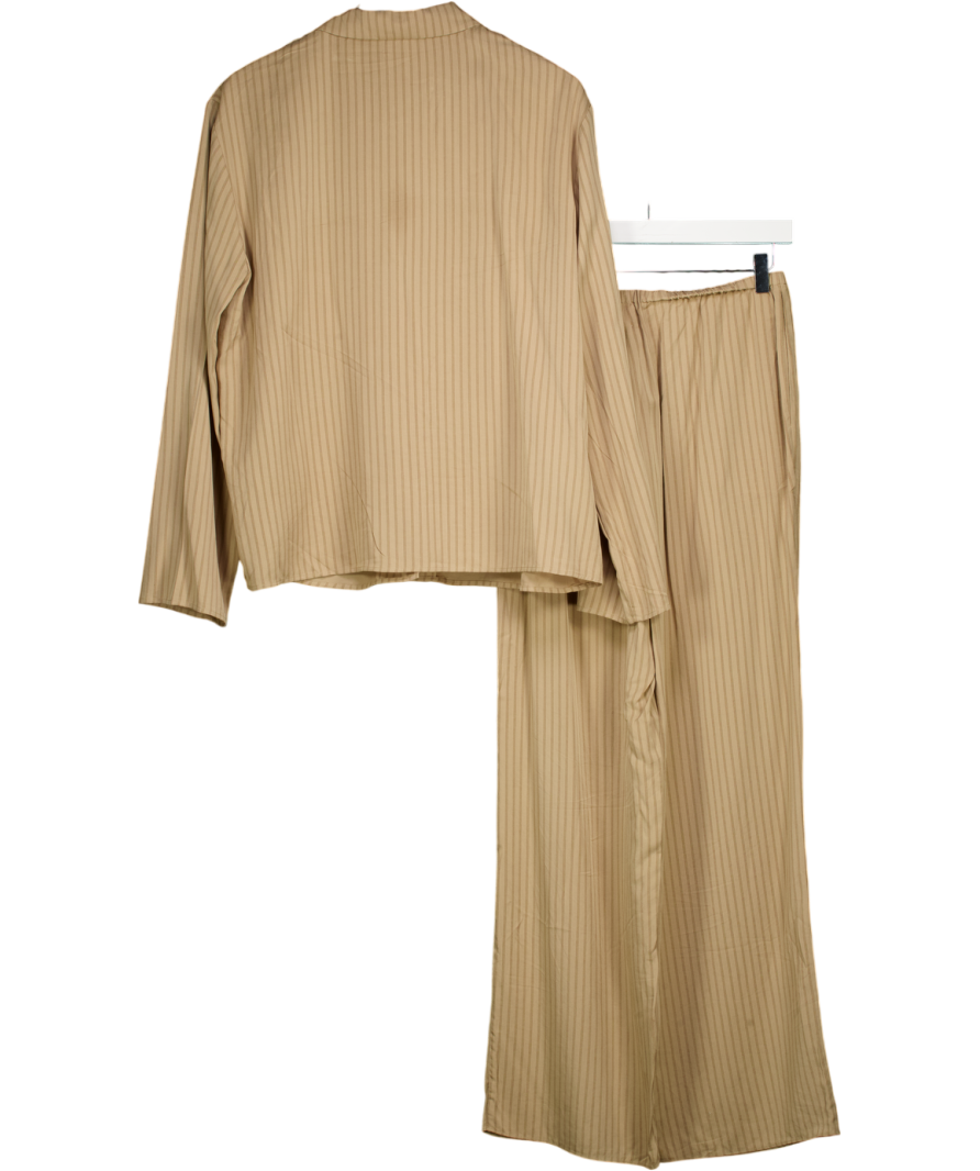 MAEBE 2-piece Beige Pinstripe Shirt And Trouser Set UK 10