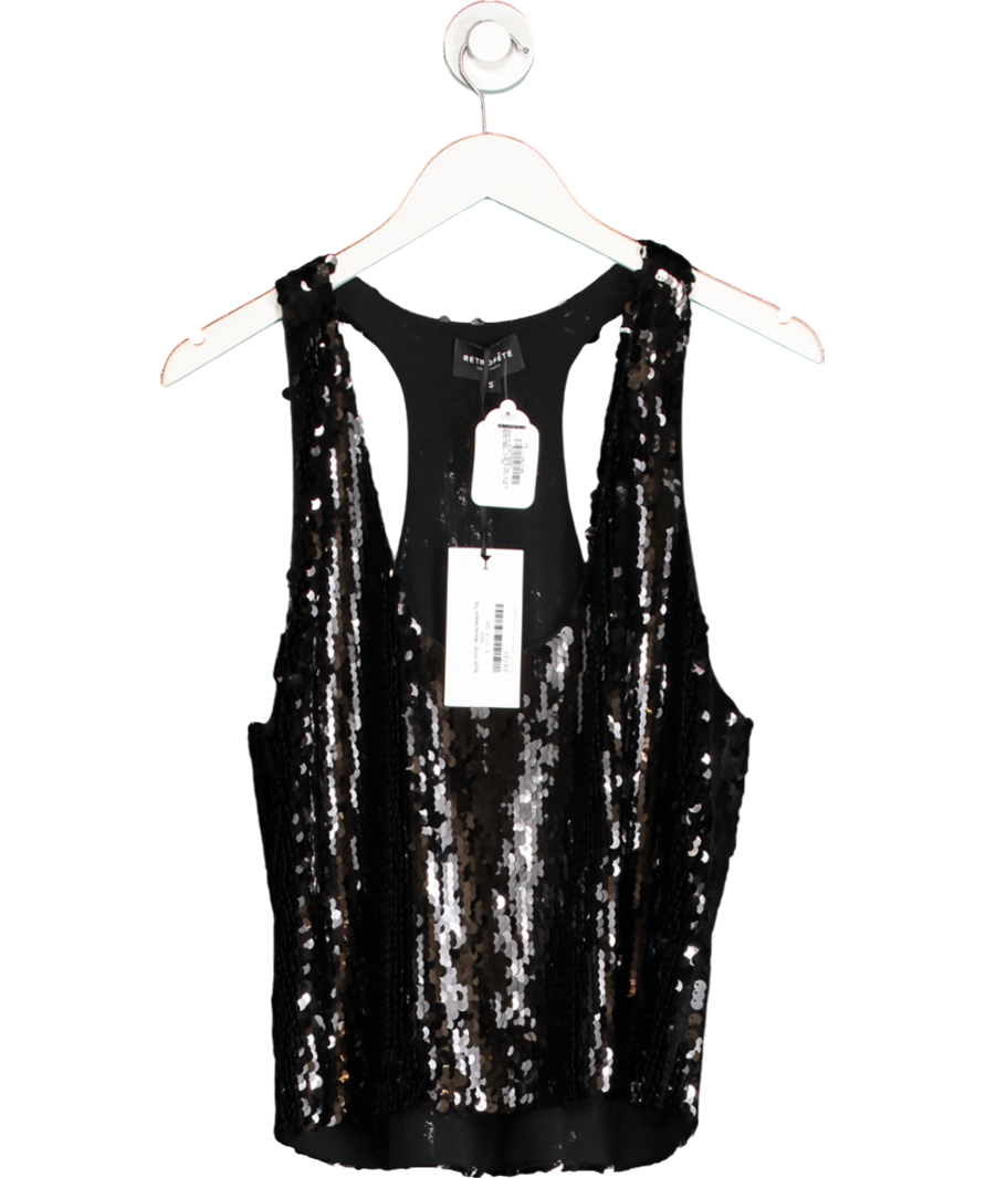 Retrofete Black Mandy Sequin Top UK S