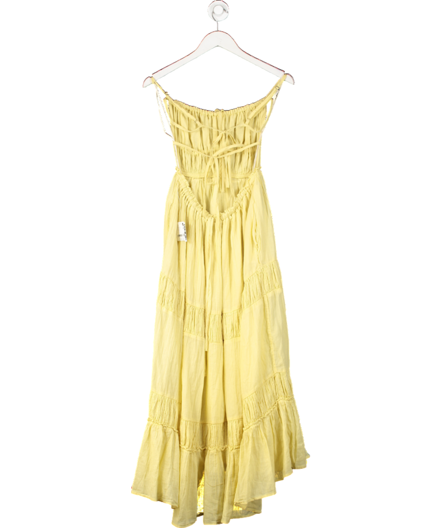 Free People Yellow Lemongrass Taking Sides Maxi Dress UK S