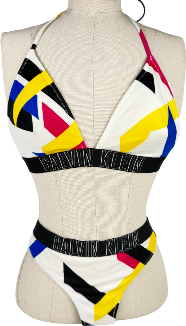 Calvin Klein Multicoloured Logo Triangle Bikini UK S/M