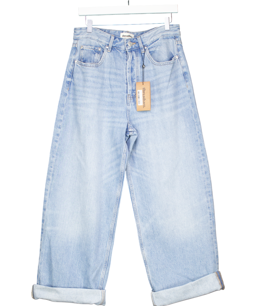 Threadbare Blue Austin Baggy Wide Leg Jeans UK 12