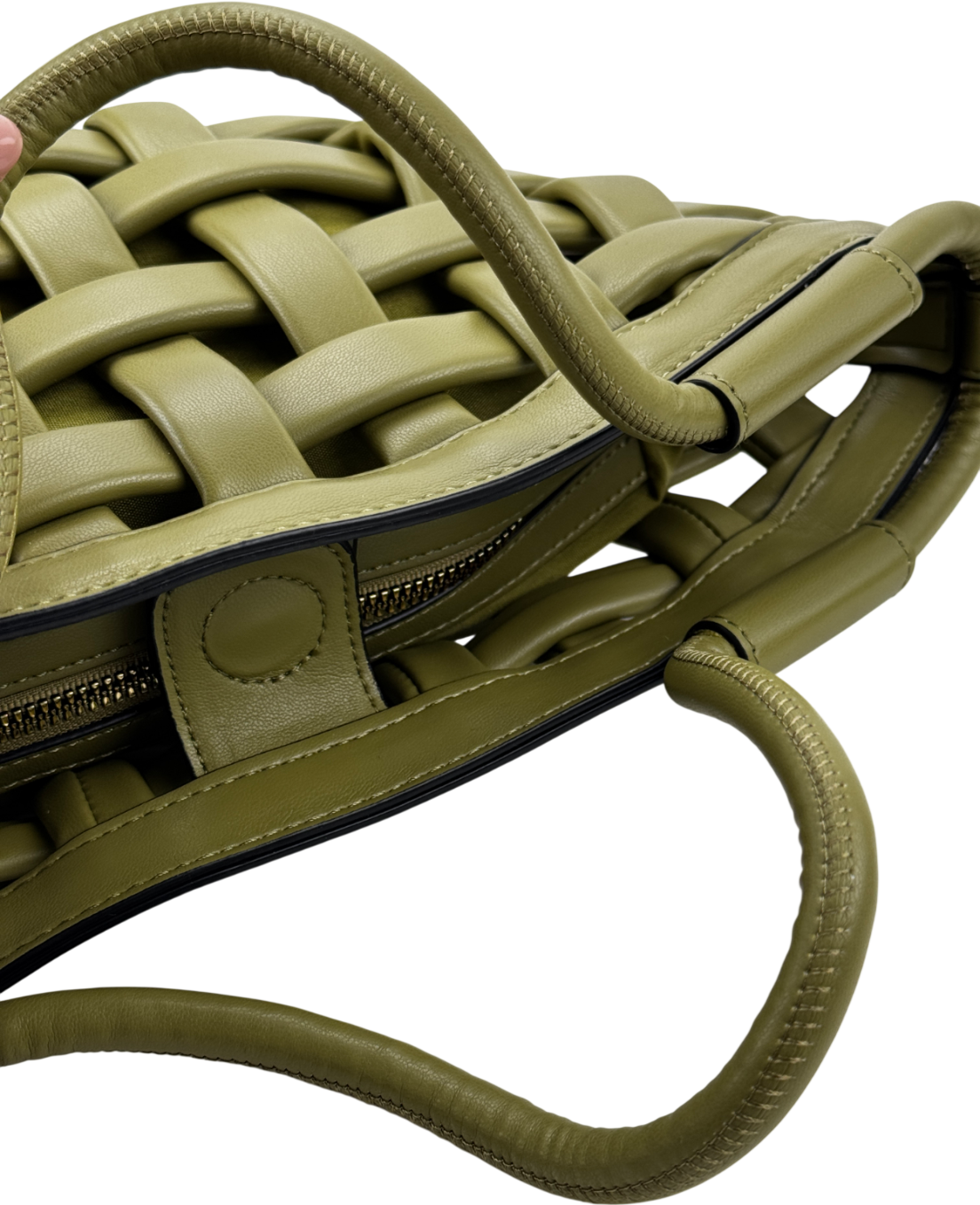 ASOS Puff Weave Tote Bag In Green