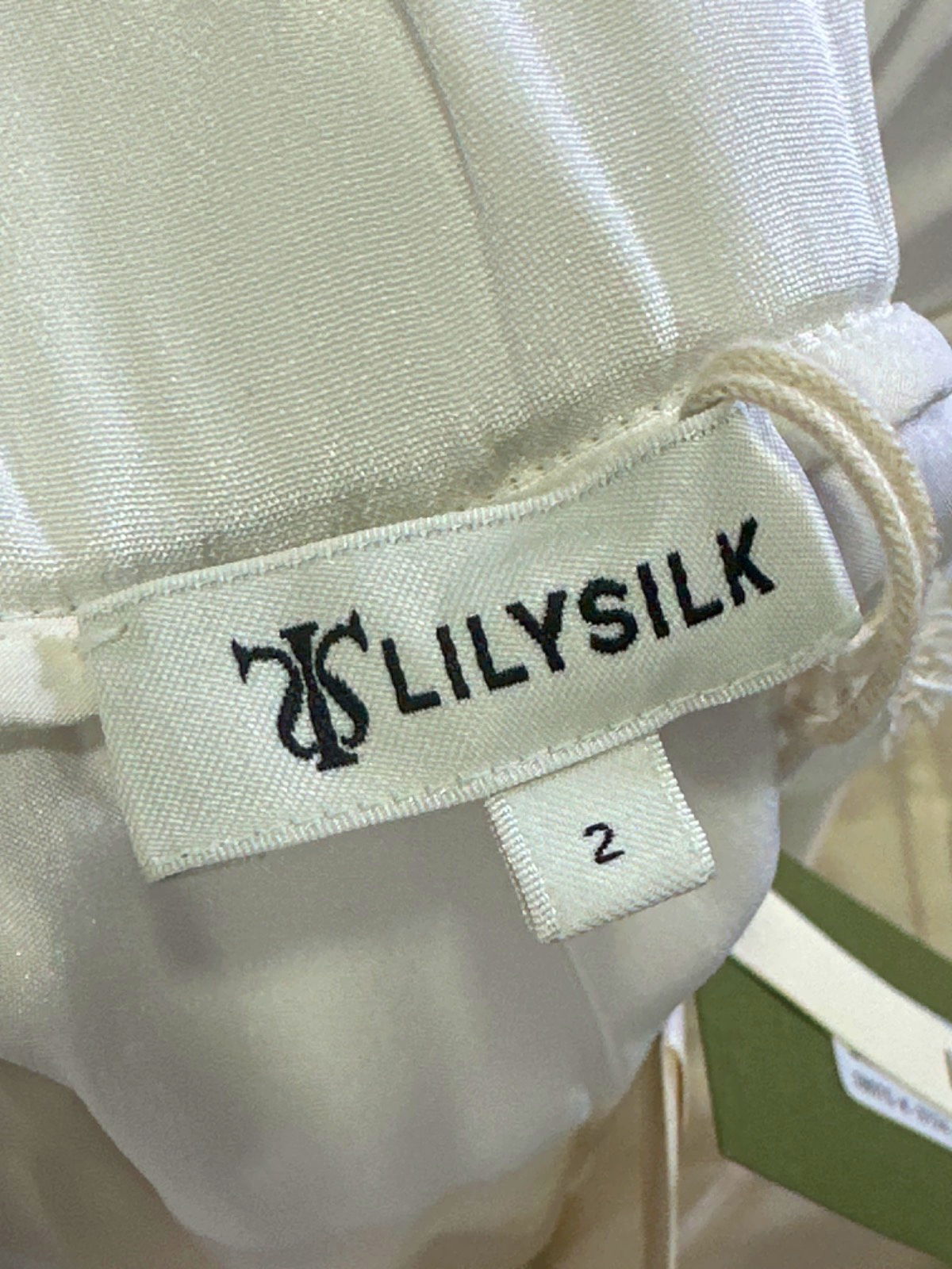 Lily Silk White Mulberry Silk Wide-Leg Trousers UK 6