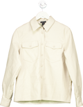 Karen Millen Cream Faux Leather Pocket Detail Shirt UK 6