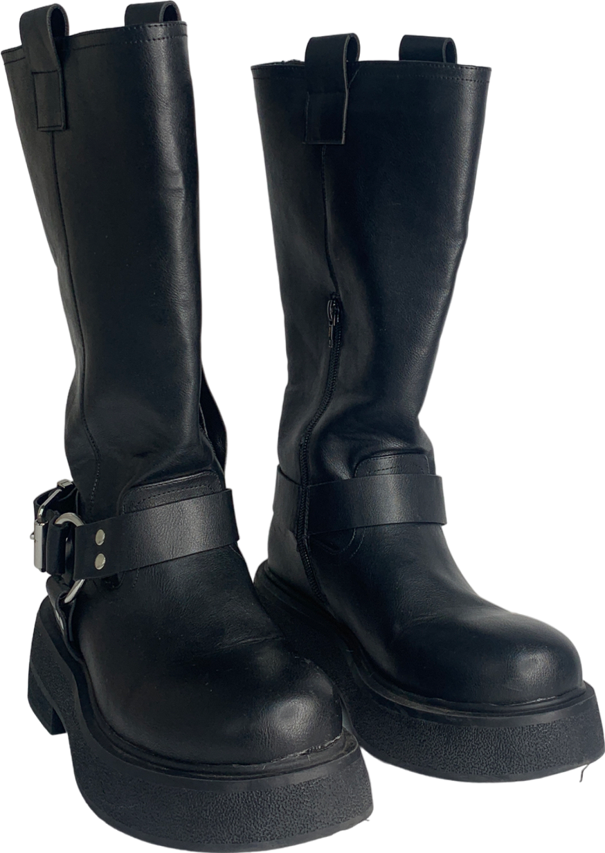 ASOS Rambo Chunky Biker Boot In Black UK 4 EU 37 👠