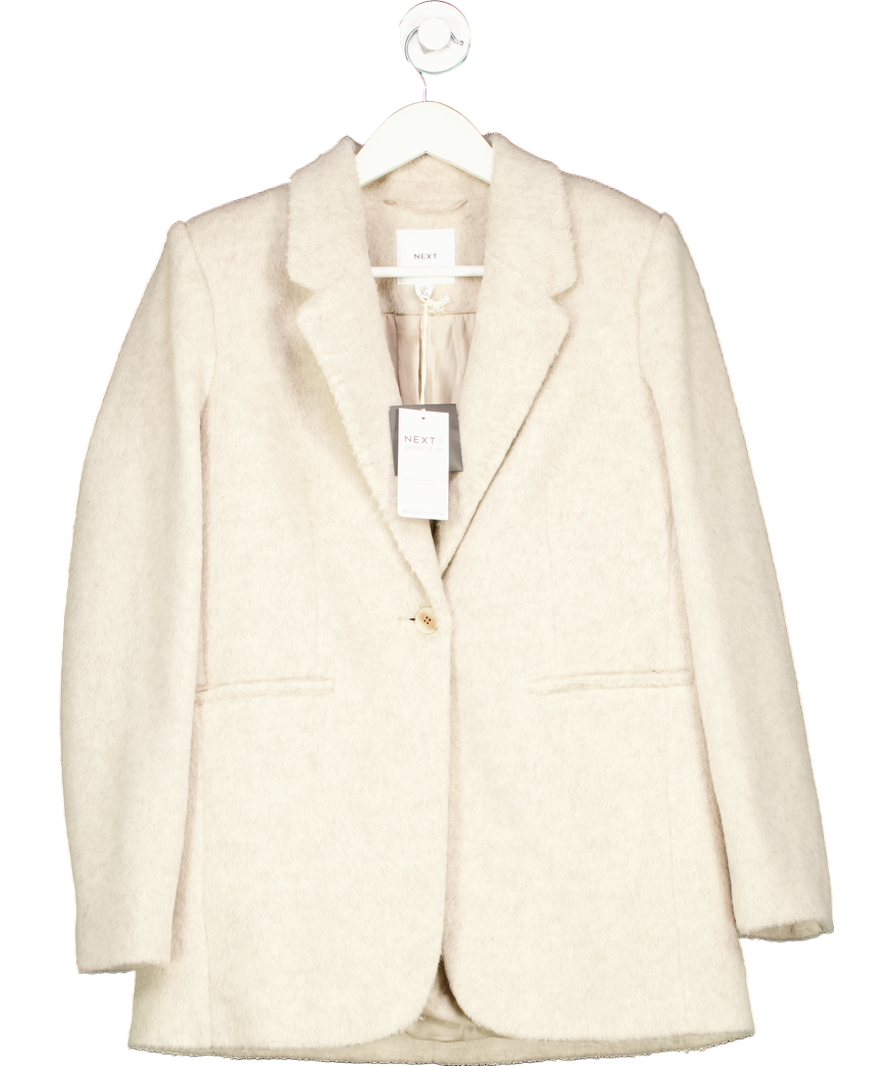 Next Beige Responsible Fabric Wool Blend Jacket UK 12