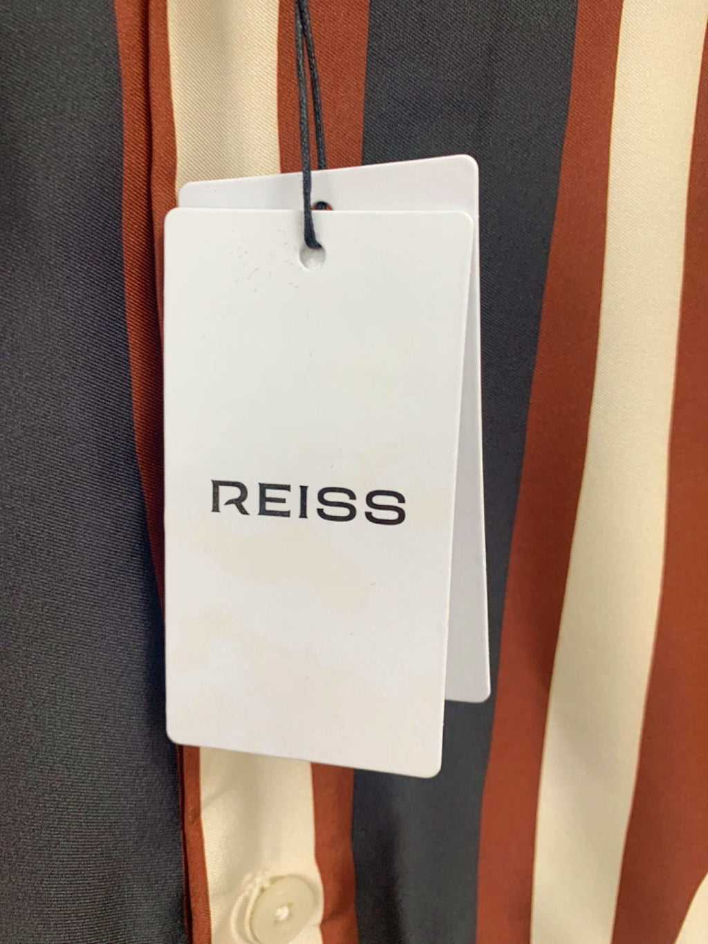 Reiss Brown/Cream Abstract Floral Print Short Sleeve Shirt UK S