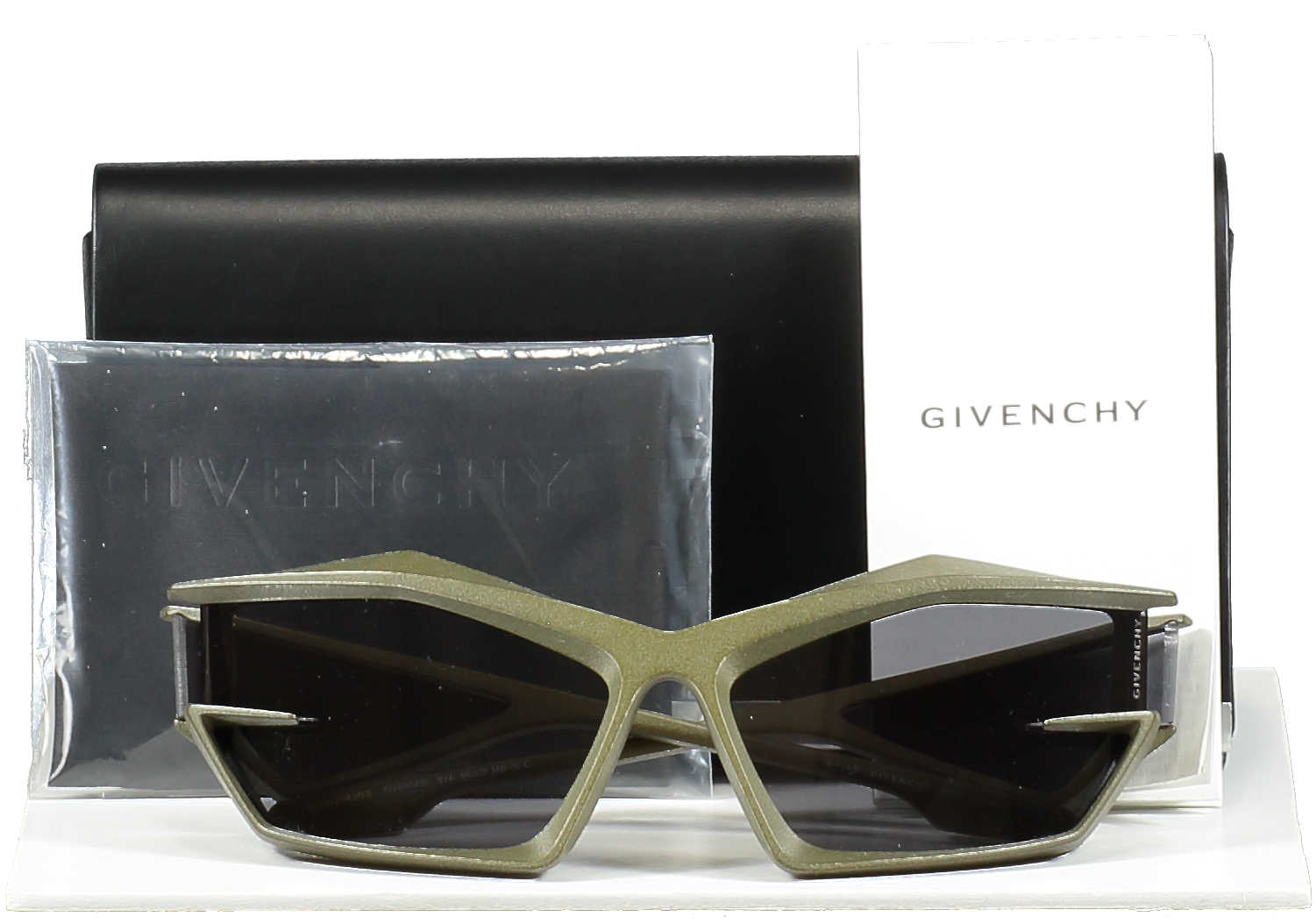 GIvenchy Green Giv Cut Cat-eye Nylon Sunglasses in case
