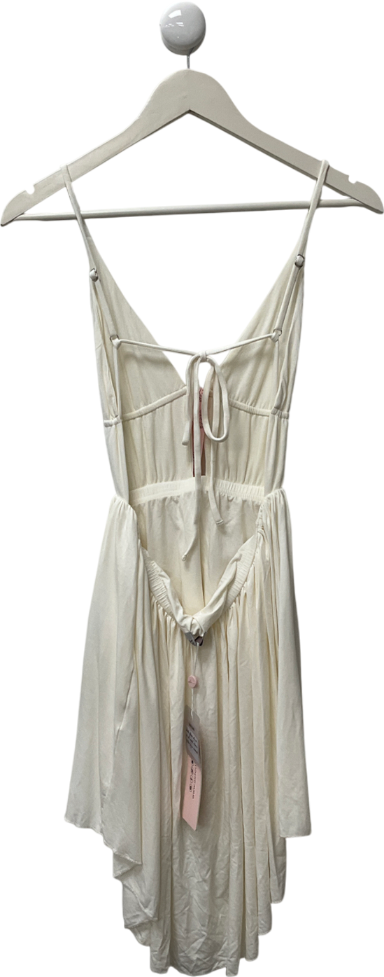 Oh Polly Cream Margot Halter Neck Backless Mini Dress In White UK 12
