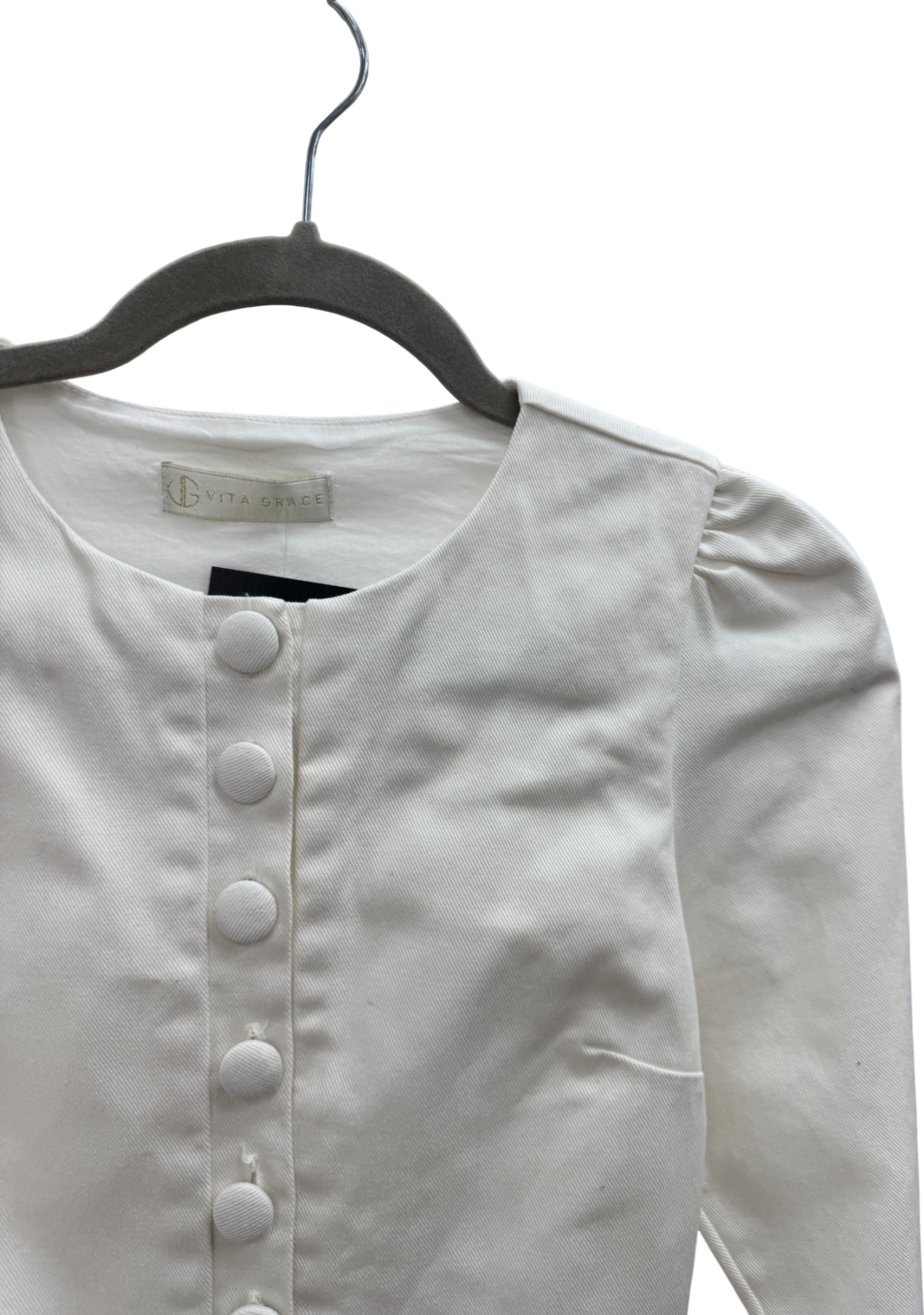 Vita Grace White Roma Elegant Denim Day Dress UK XS