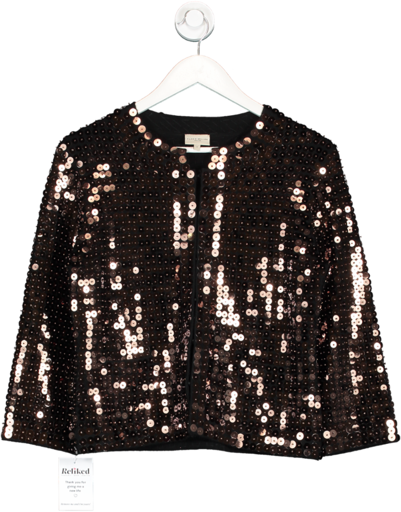 Karen Millen Brown Sequin Cropped Jacket UK 8