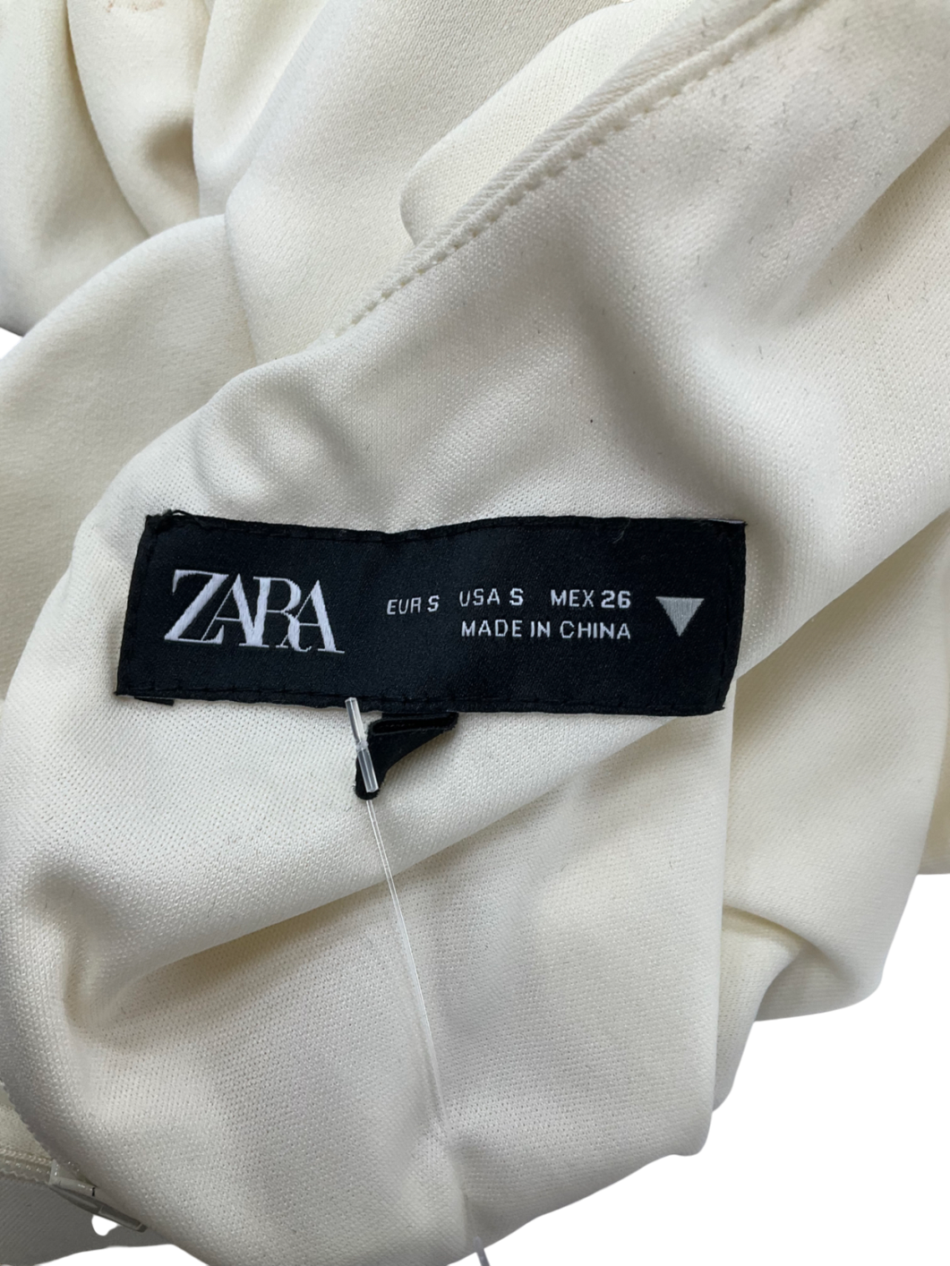 ZARA Cream Draped Short Dress UK S