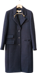 PAUL SMITH Navy / Black Virgin Wool & Cotton Blend Tweed Tailored Coat It40 UK 8