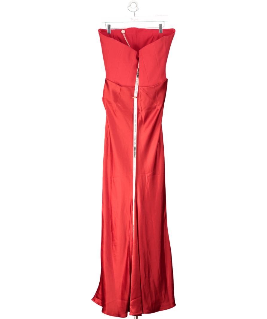 House of CB Red Persephone Corseted Woven Maxi Dress UK L