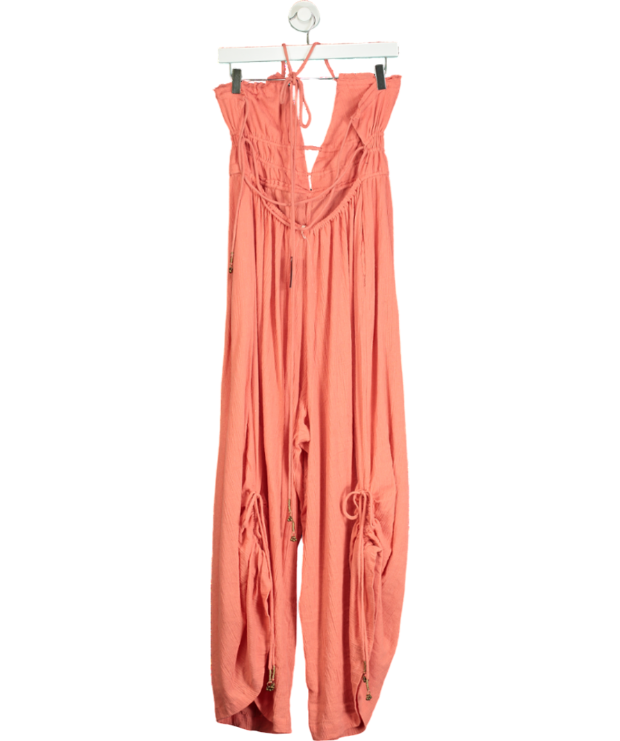 Free People Orange Boho Romper Jumpsuit UK S