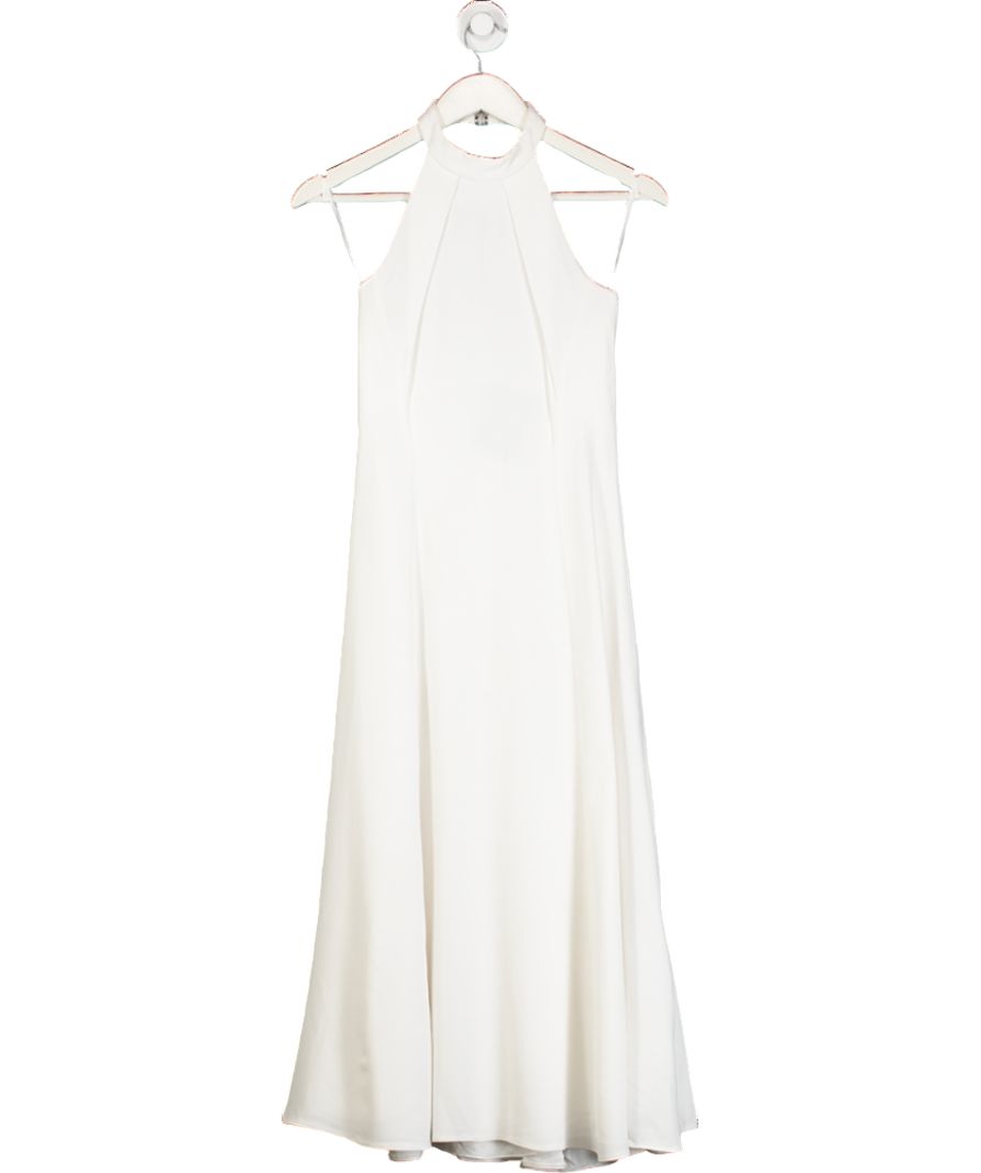 Karen Millen White Halter Neck Pleated Maxi Dress UK 8
