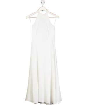 Karen Millen White Halter Neck Pleated Maxi Dress UK 8