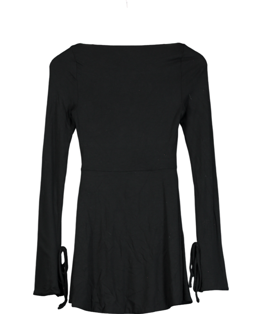 Oh Polly Amryn Tencel Long Sleeve A-line Mini Dress In Black UK 8