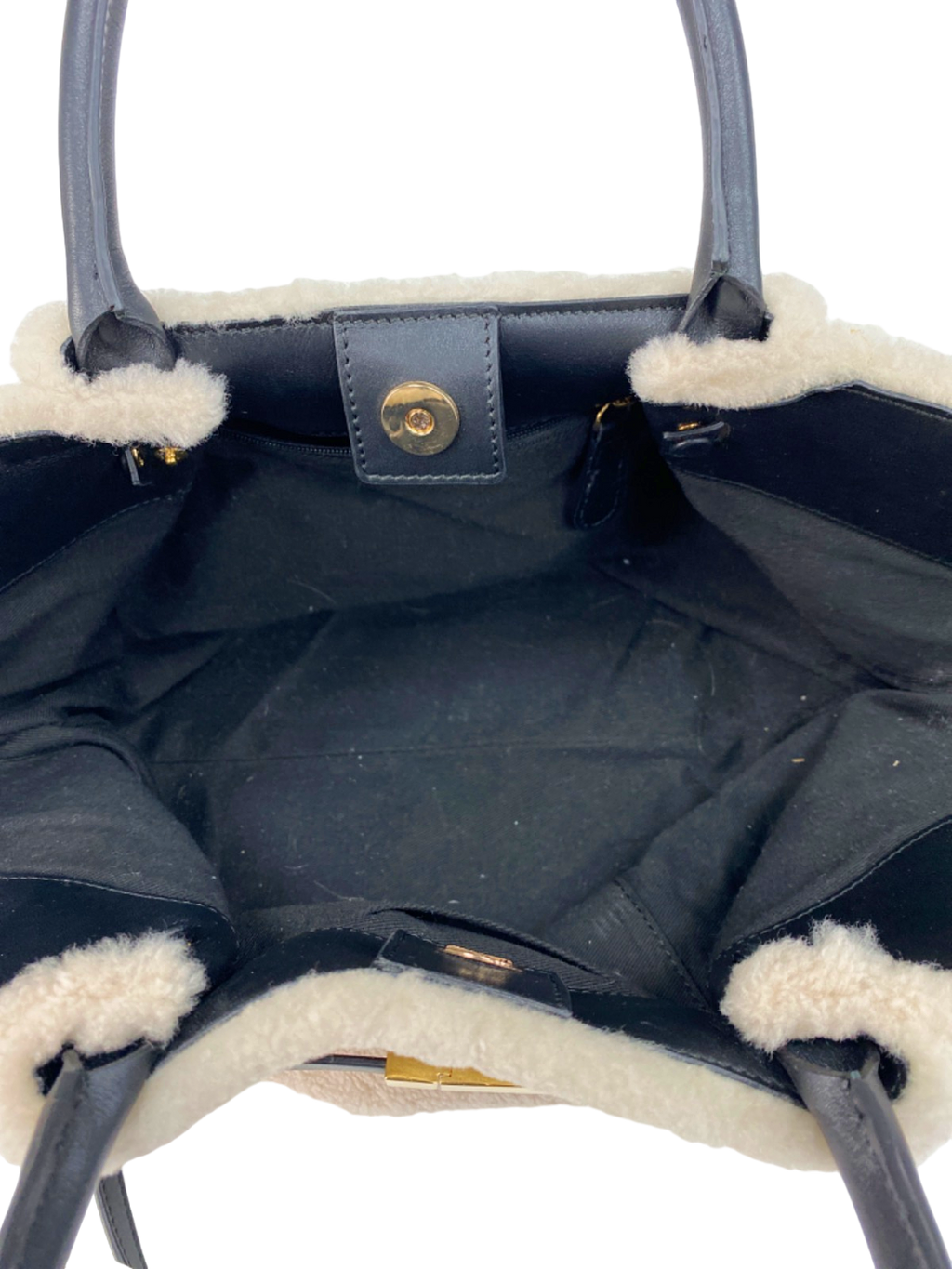 DeMellier Beige Shearling Tote Bag