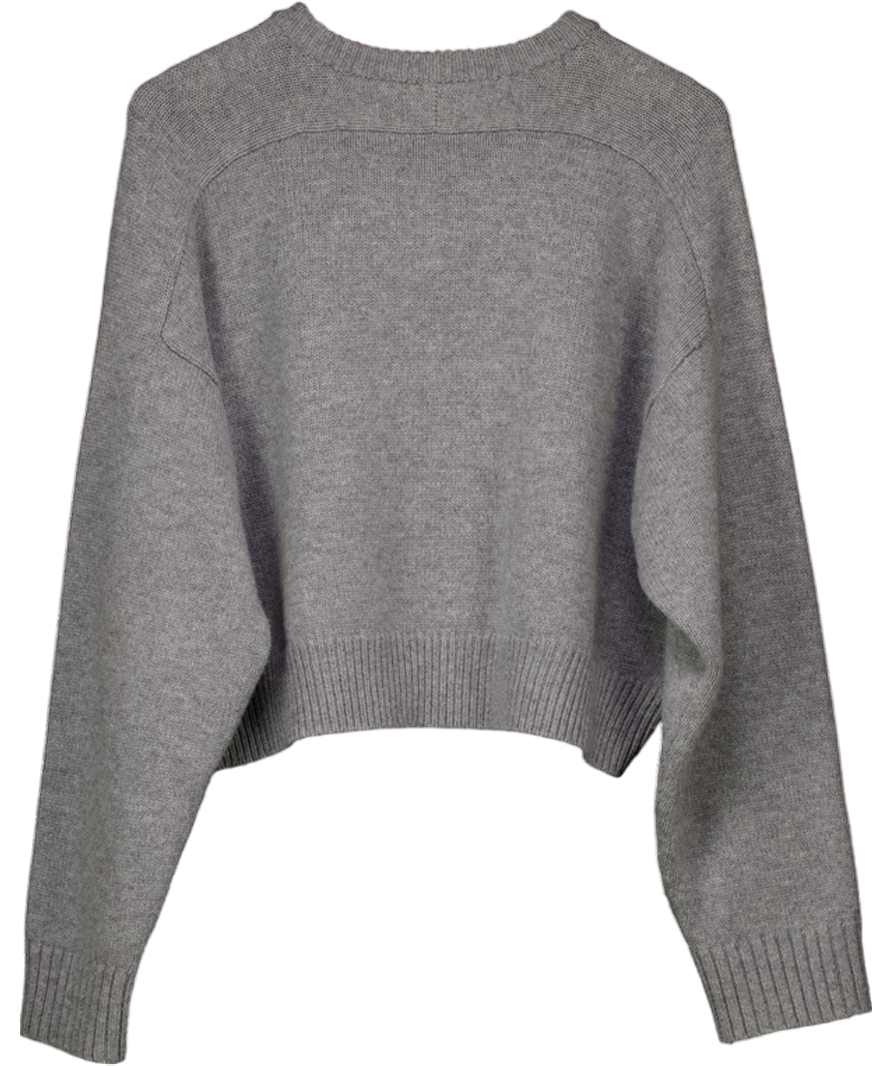 LOULOU STUDIO Grey Bruzzi Cropped Wool And Cashmere-blend Sweater UK L
