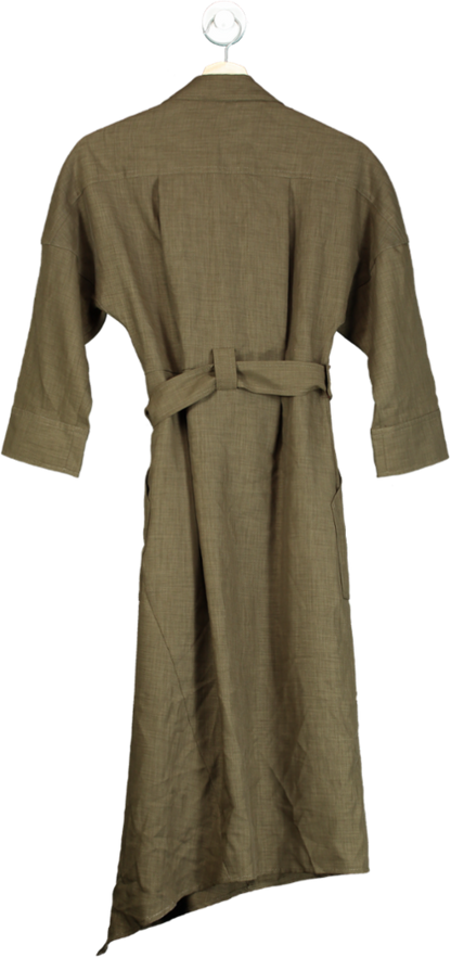 Adolfo Dominguez Olive Green Wrap Dress UK 10