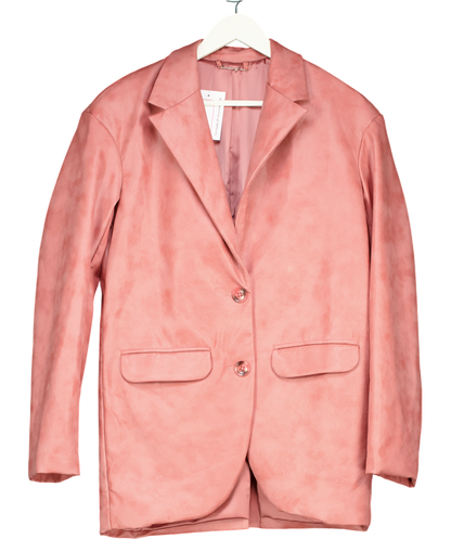 House of CB Warm Pink Vegan Leather Oversized Blazer UK 8